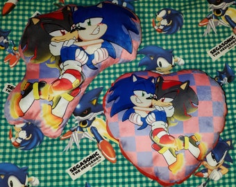 12" Sonic Hedgehog Sonadow Shadow SA2 Cushion LGBT Gay Yaoi Boyfriend Anime Video Game Pillow Plush Decor Soft Cute Meme