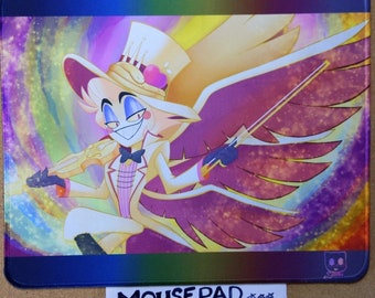 12" Lucifer Morningstar Hazbin Hotel mouse pad rainbow pride LGBT violin Angel Devil King
