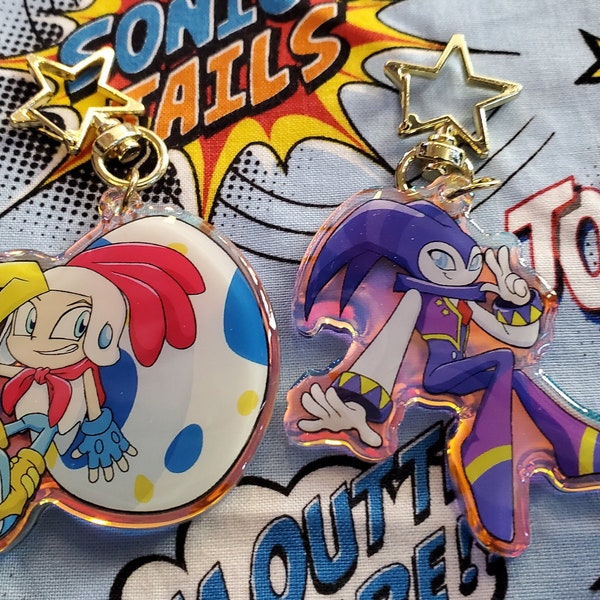 2" NiGHTs into Dreams Billy Hatcher and the Giant Egg Rainbow Acrylic charm keychain sega all stars