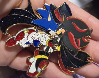 3" Sonic Shadow Sonadow Enamel Pin hedgehog love adventure yaoi vampire Halloween
