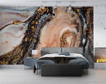 Brown Gold Marble Peel and Stick Wallpaper Colorful Marble Art Mural  Abstract Art Wall Decor NonWoven Living Room Wallpaper Ideas