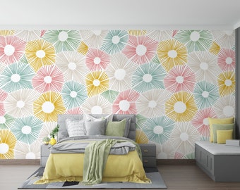 Watercolor Pattern Wallpaper Boho Peel and Stick Wallpaper Colorful Shapes Mural Abstract Design Wallpaper