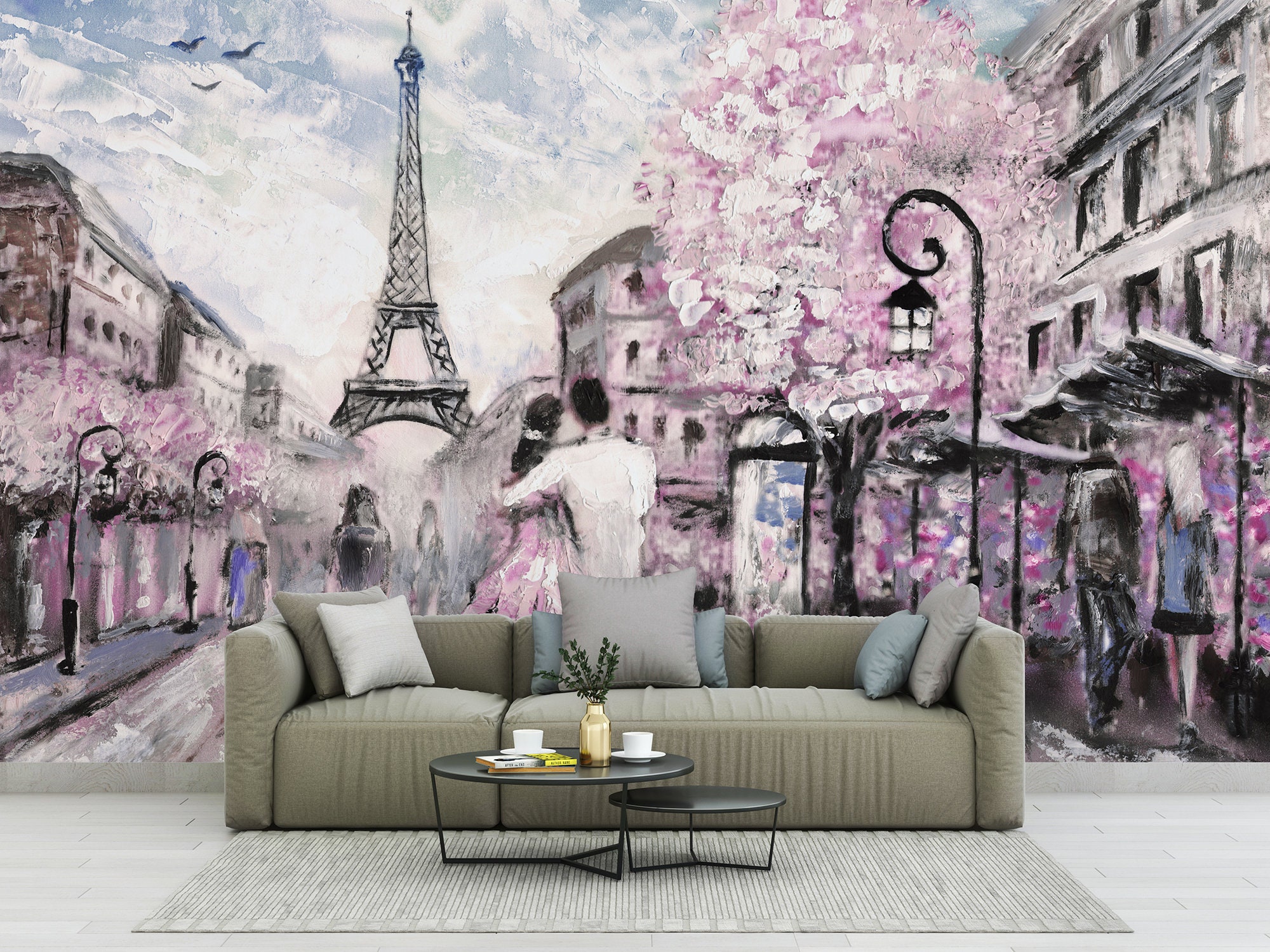 Pink Paris Wallpaper  Etsy