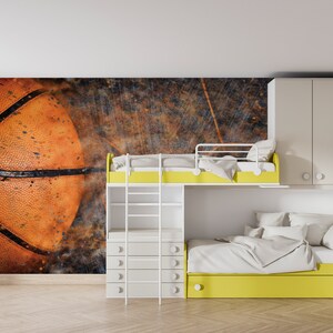 Peel & Stick Basketball Wallpaper Boy's Unpasted Basketball Wall Art Teenager Cool Bedroom Sports Giant Wall Print Room Decor Ideas image 5