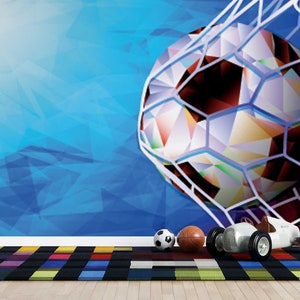 Carta da parati adesiva con motivo di calcio, per ragazzi, in tessuto non tessuto, per adolescenti, idee per decorare la camera da letto con stampe giganti di sport.