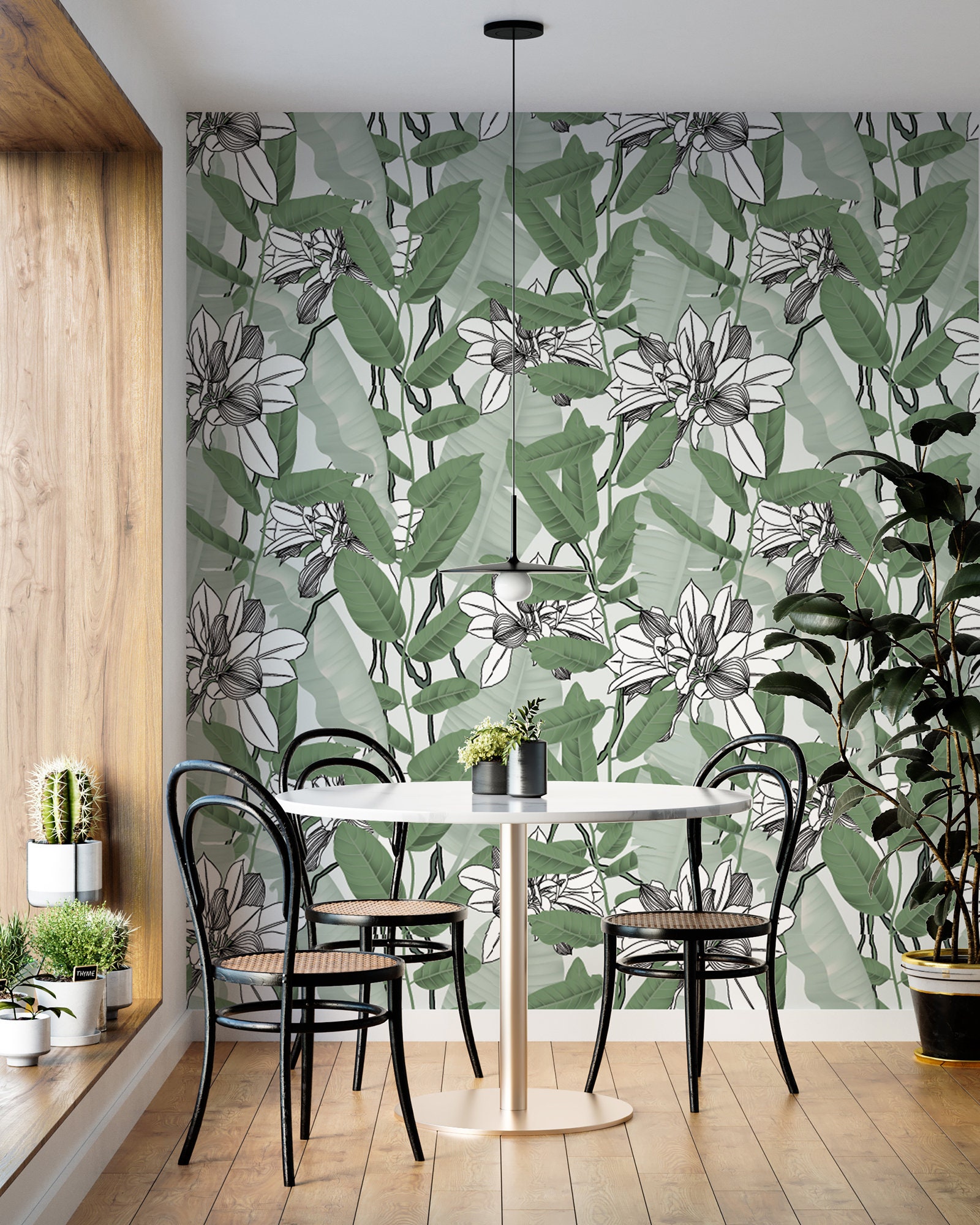 Abstract of Green and Gray Leaves Wallpaper Selfadhesive Etsy UK