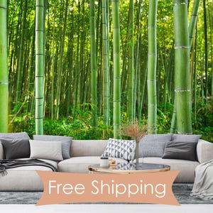 Bamboo Forest Wallpaper Peel & Stick Wall Print Bamboo Trees Wall Art Self Adhesive Removable Bedroom Wallpaper NonWoven Bamboo Print
