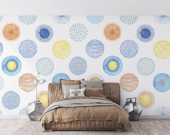 Abstract Peel and Stick Wallpaper Colorful Circles Removable Wall Mural  Abstract Shapes Wall Print NonWoven Living Room Wallpaper Ideas