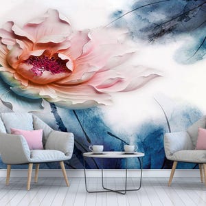 3D Floral Wallpaper  Large Wall Mural  Selfadhesive Wallpaper Removable Wallpaper Peel & Stick Wall Decal