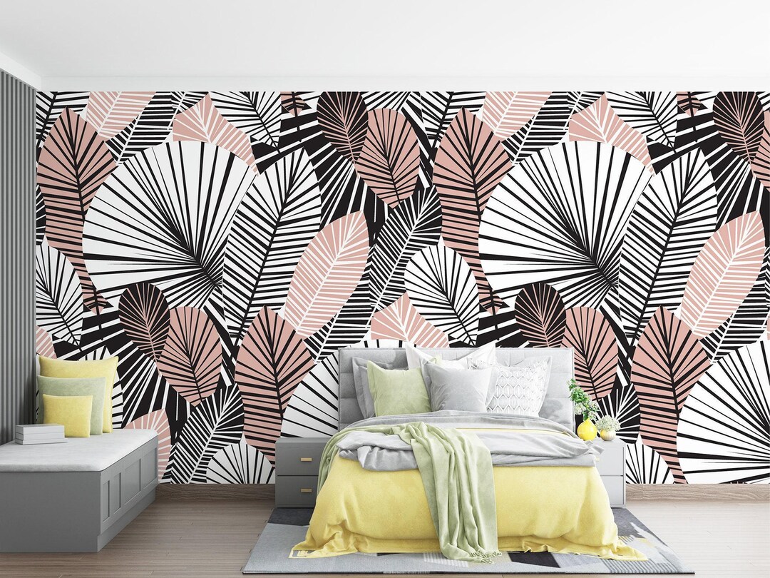 Tropical Leaves Wall Mural – Removable Peel and Stick Wallpaper - Etsy