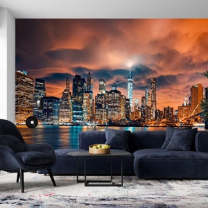 Manhattan bei Sonnenuntergang Peel & Stick DIY Tapete - Erlaube dir dem Ort deiner Träume ganz nah zu sein