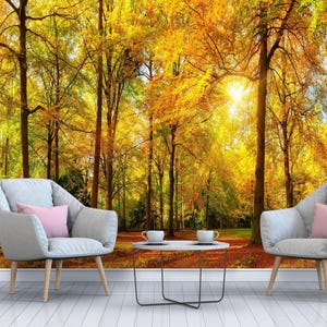 Yellow and Fresh Forest Wallpaper that is perfect to any rooms in your house! Peel & Stick Unpasted Removable SelfAdhesive Large Mural