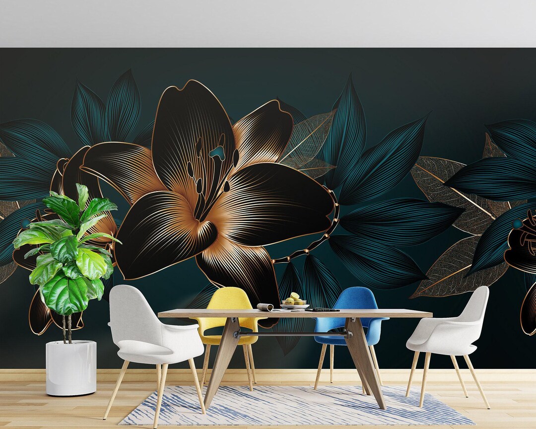 Abstract Floral Wallpaper Removable Peel and Stick Wall Mural - Etsy