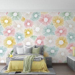 Watercolor Pattern Wallpaper Boho Peel and Stick Wallpaper Colorful Shapes Mural Abstract Design Wallpaper