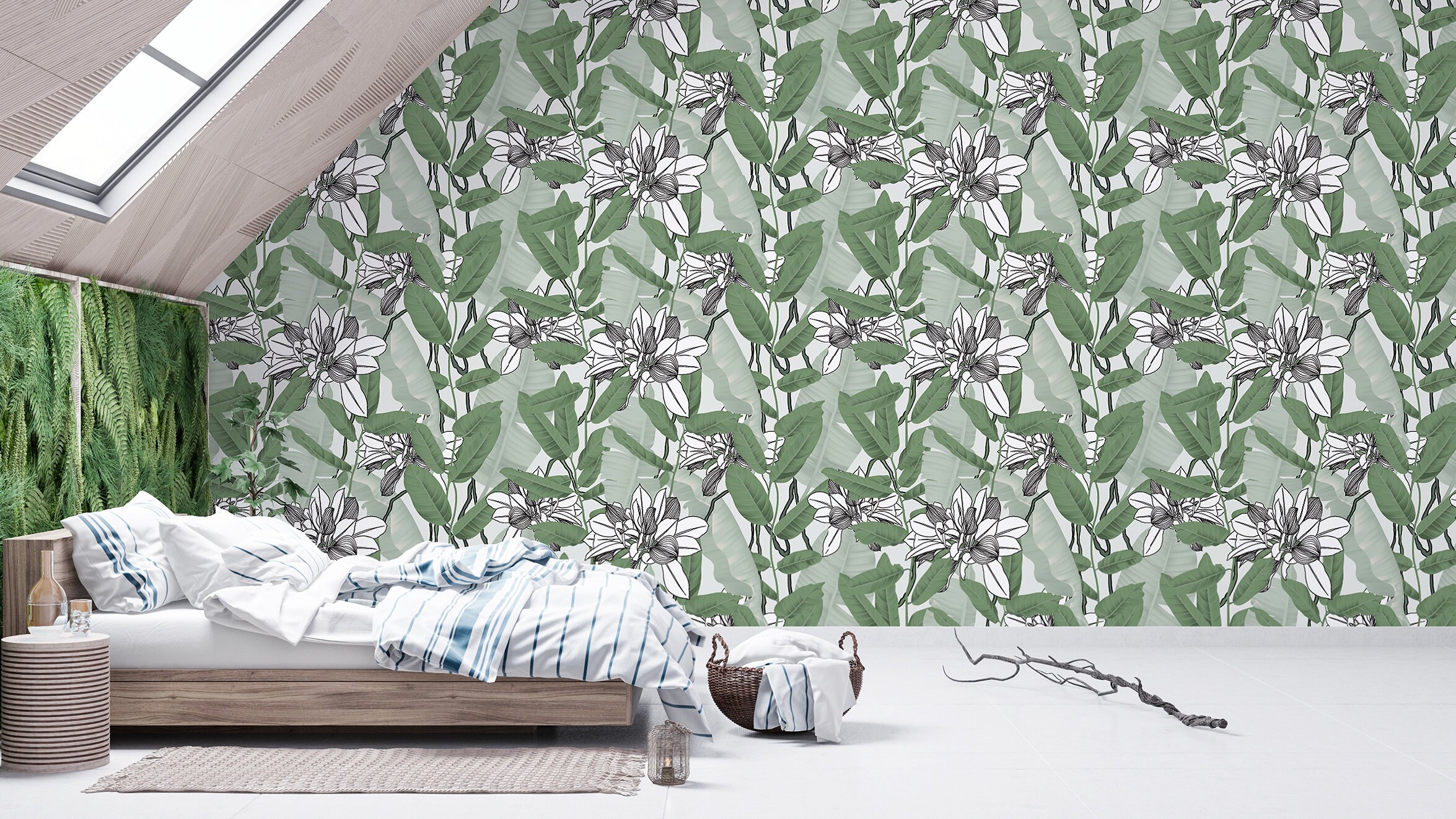 Abstract of Green and Gray Leaves Wallpaper Selfadhesive Etsy UK