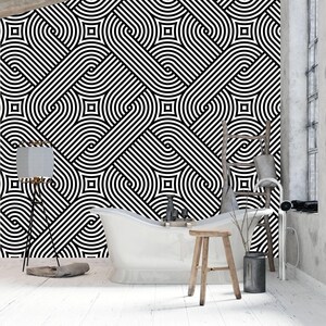 Black and White Geometric Wallpaper  Peel & Stick Unpasted Removable SelfAdhesive that is perfect for any room!