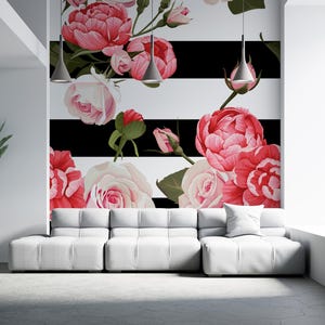 Peony And Roses  Floral Wallpaper  Large Wall Mural Selfadhesive Fabric Wallpaper Removable Wallpaper Peel & Stick Wall Decal