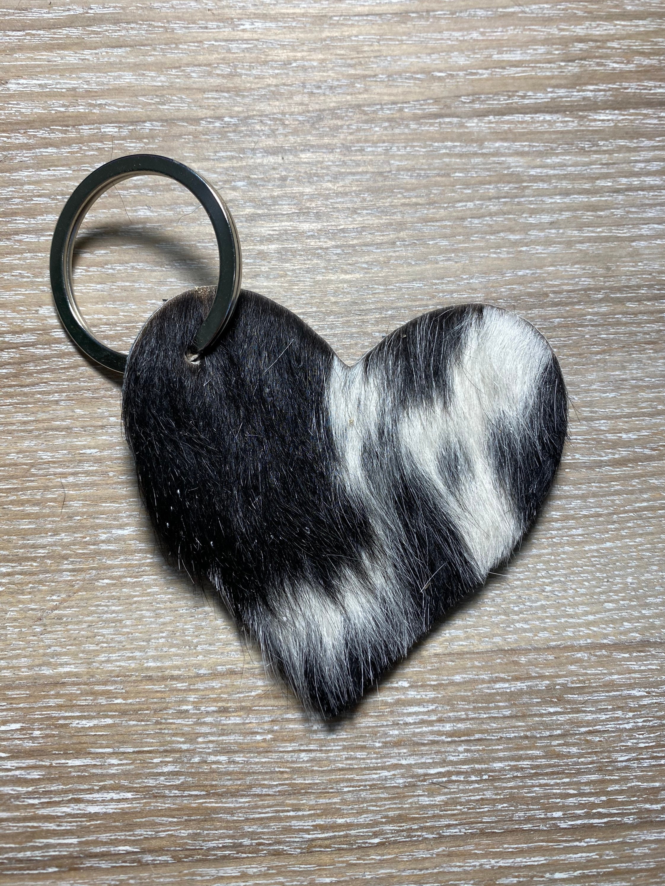 Cowhide Leather Hair on Hide Keychain Purse Charm Gift Country Etsy