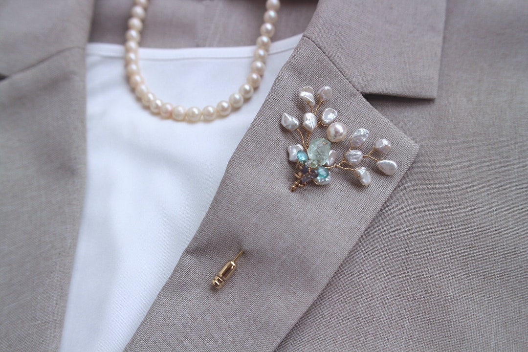 Akoya Pearl Pin Brooch,akoya Pearl Hat Pin,aqua Marine Brooch,pearl Pin