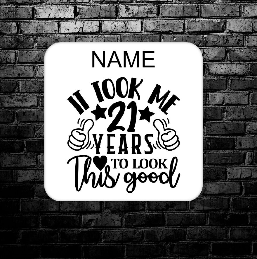 Birthday gift birthday Coaster Drinks Mat Personalised 21st Etsy