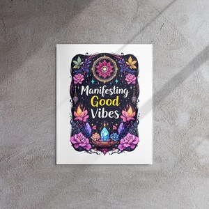 Manifesting Good Vibes Mental Health Pop Culture with Witchy Aesthetic Glossy Metal Print