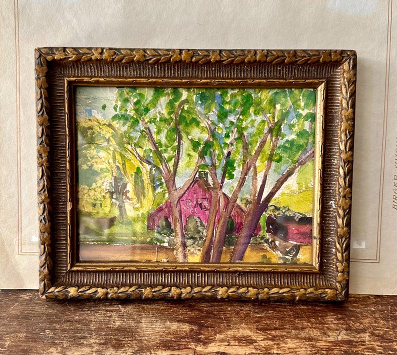 Vintage Watercolor Landscape Painting Framed in Antique Wood Frame - Etsy