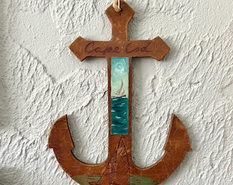 Vintage Cape Cod Anchor with Seascape