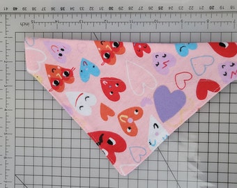 Hearts and crossbones reversible pet bandana