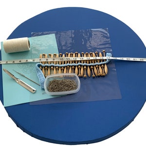 Bobbin Lace Making Starter Kit | 23 Inch Circular Board 2 Inches Thick | 24 Artisan Made Danish Style Bobbins |