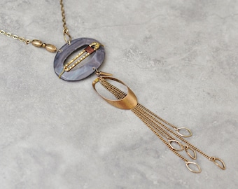 Boho necklace, bohemian necklace, long necklace, pendant necklace, tassel necklace, tribal necklace, gypsy jewelry, ethnic gold necklace