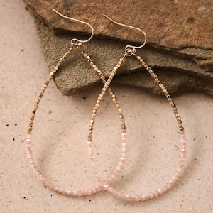 Boho Teardrop Glaskristallperlen baumeln Ohrringe, Boho Ohrringe, Leichte Kristallohrringe, Statement Ohrringe, Golddraht Ohrringe