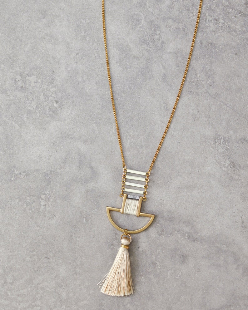 Boho necklace, bohemian necklace, long necklace, pendant necklace, tassel necklace, tribal necklace, gypsy jewelry, gold necklace image 4