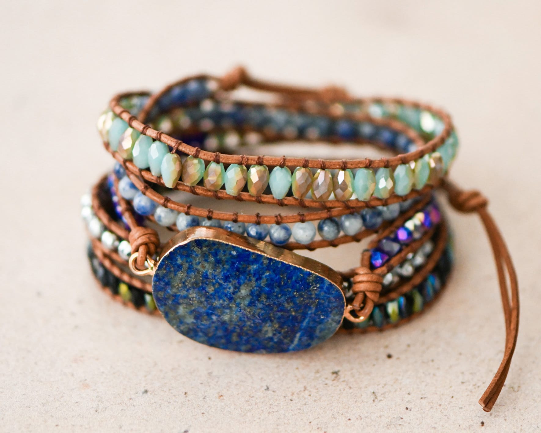 ●tow tow archive● Feverfew Leather Bead Bracelet Blue TBH5 il_fullxfull.5784041507_59f7.jpg