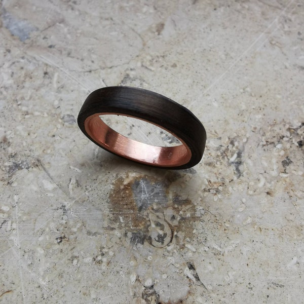 Unique Bentwood Ring "A small Path" --Dark oak combined with copper creates a fine path that points to the future--