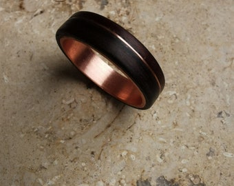 Anello unico in legno curvato "Warm Sunset"