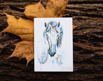 horse portrait watercolour painting art card