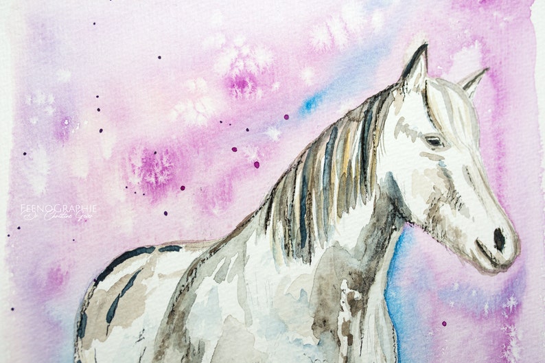 horse watercolour painting original image 4