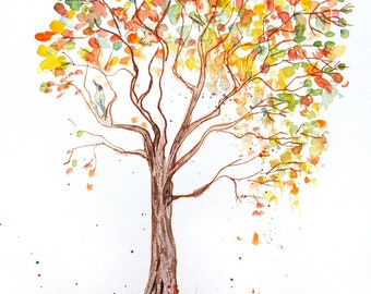 autumn tree artwork original watercolour painting