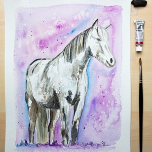 horse watercolour painting original image 1