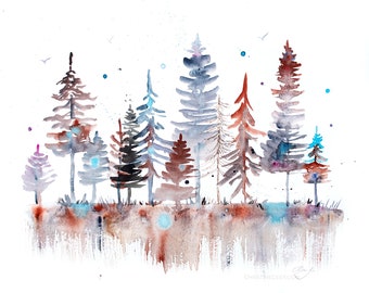 forest landscape trees artwork original