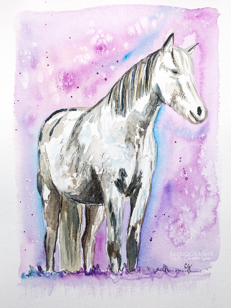 horse watercolour painting original image 3