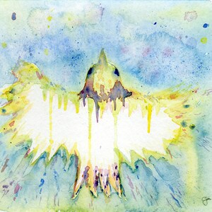 Carte d'art aquarelle d'oiseau, impression d'art de carte de vœux