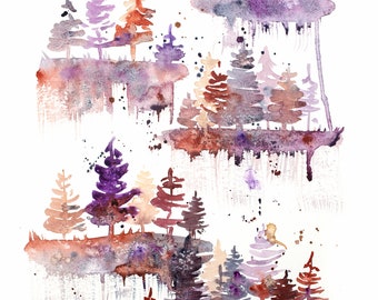 forest landscape trees artwork original