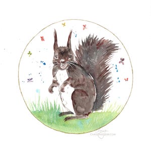 squirrel animal painting artwork original watercolour