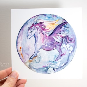 Pegasus sterrenbeeld paard aquarel print kaart