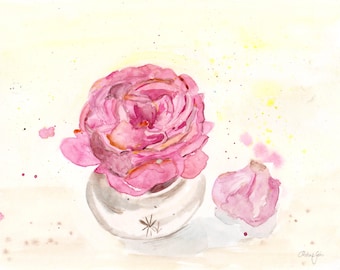 watercolour original painting rose artwork