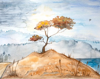 landscape tree watercolour painting original artwork