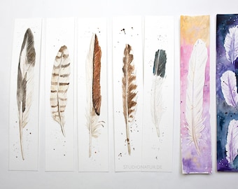 bookmark feather watercolour original artwork