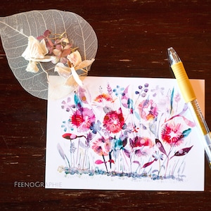Carte d'impression à l'aquarelle fleurie