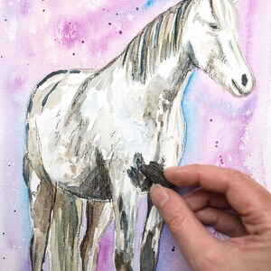 horse watercolour painting original image 2